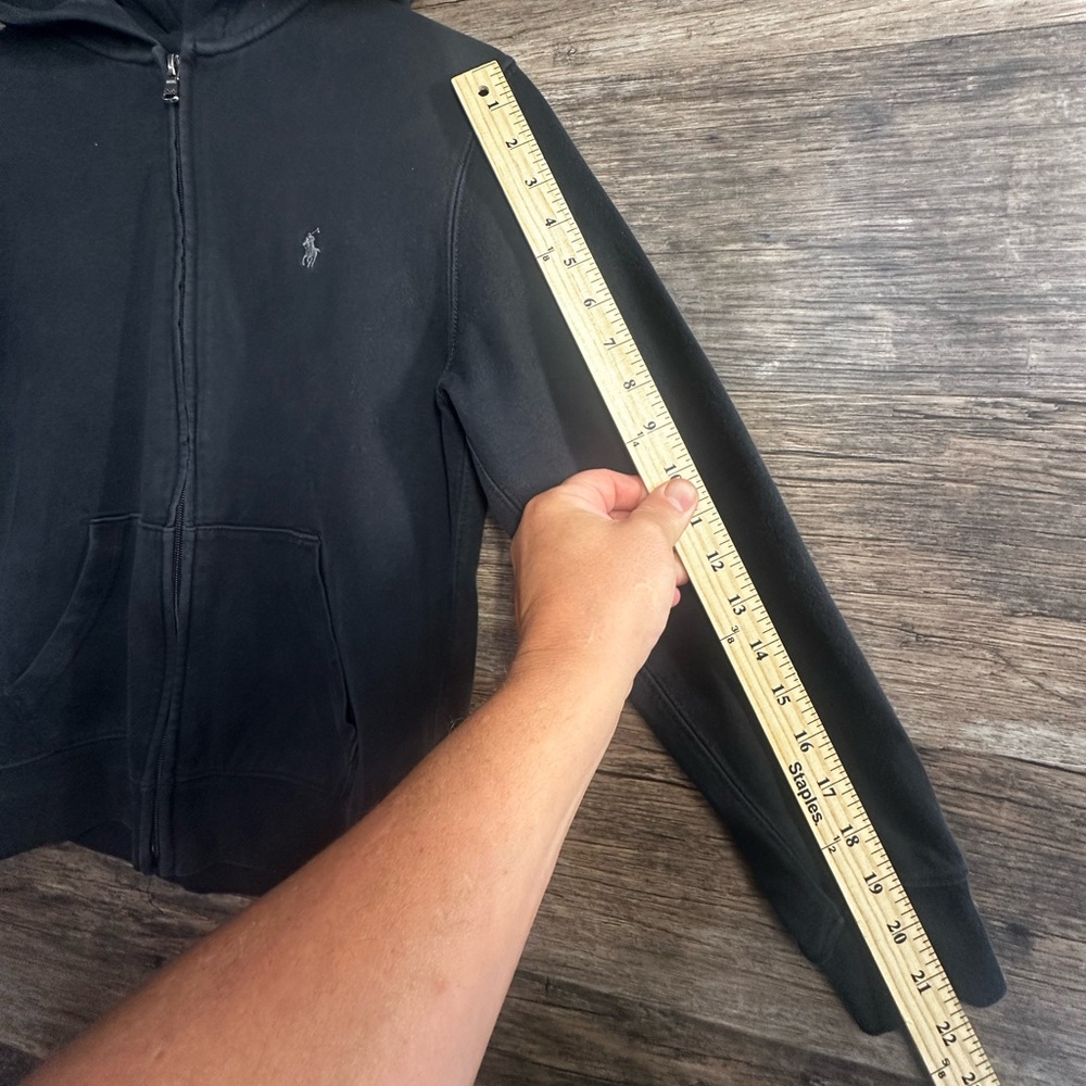 Polo by Ralph Lauren Kids Boys Black Zip-Up Hoodie with Hood and Ribbed Cuffs - Picture 9 of 9